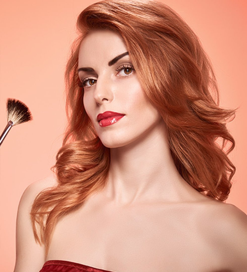 Viasun cosmetics theme model with makeup brush